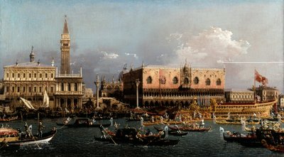 The Bucintoro at the Molo on Ascension Day by Giovanni Antonio Canal